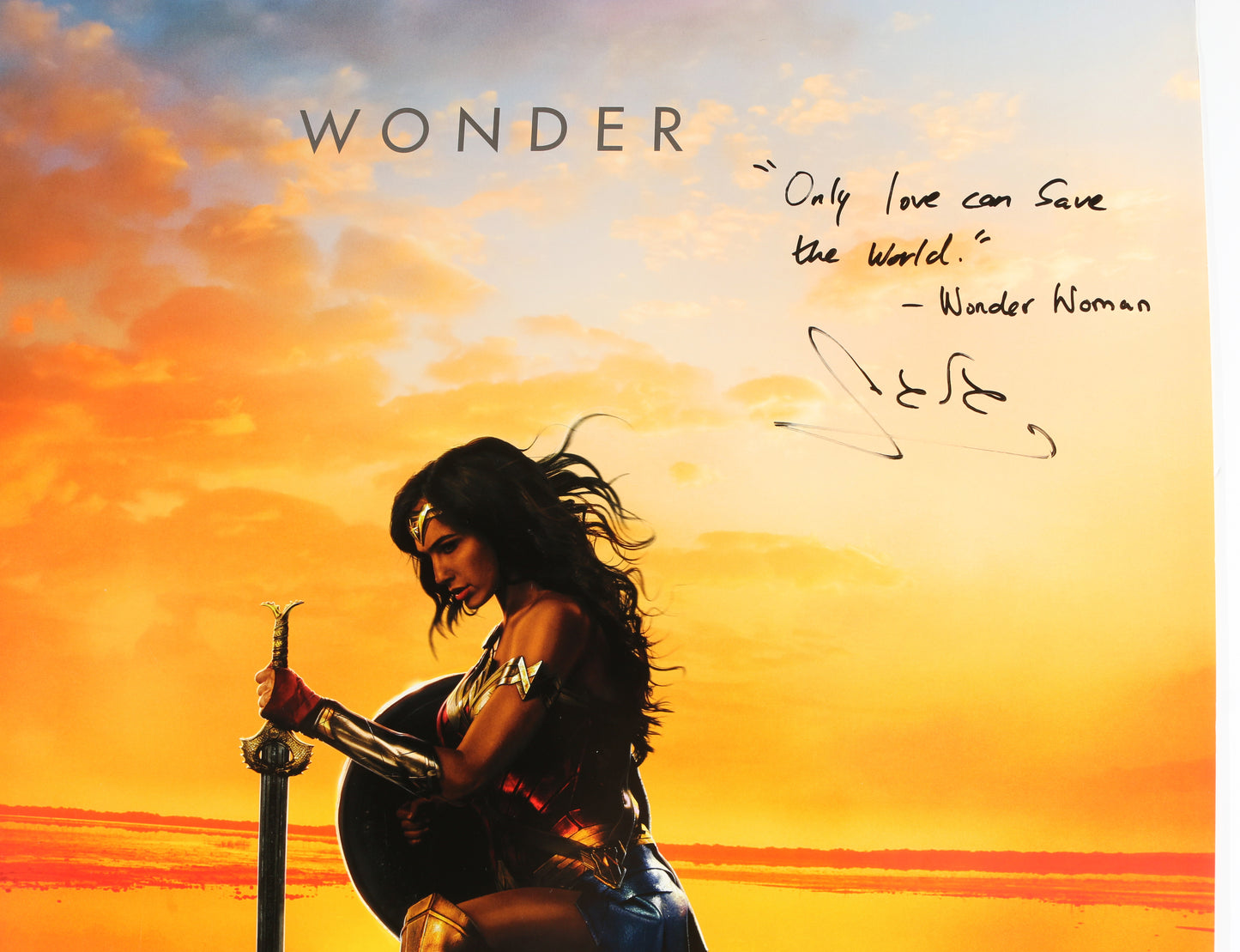 
                  
                    Gal Gadot as Wonder Woman in Wonder Woman (SWAU) Signed 27x40 Poster with Character Name & Quote
                  
                