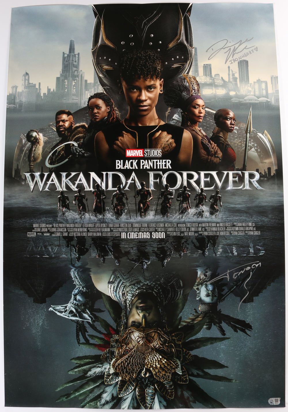 Tenoch Huerta as Namor & Dominique Thorne as Riri Williams in Black Panther: Wakanda Forever (SWAU) Signed 27x40 Poster with Character Name