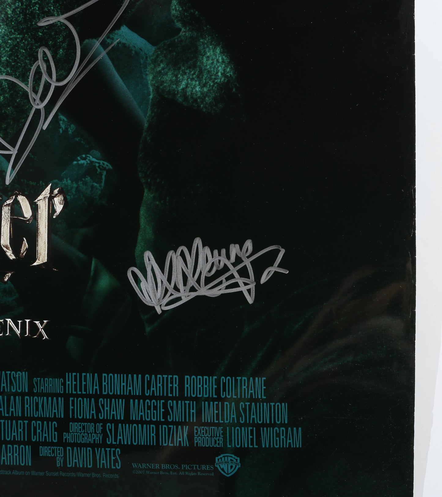 
                  
                    Harry Potter & the Order of the Phoenix 27x40 Poster Cast Signed by Daniel Radcliffe, Emma Watson, Rupert Grint, Katie Leung, Matthew Lewis, Evanna Lynch, Imelda Staunton, Bonnie Wright, & Director: David Yates
                  
                