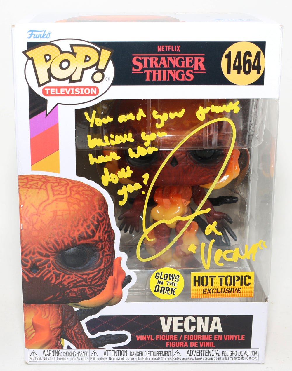 Jamie Campbell Bower as Vecna in Stranger Things Signed Funko POP! #1464 with Character Name and Quote