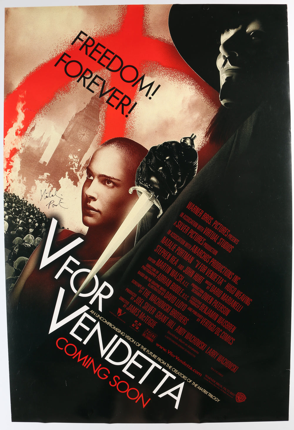 Natalie Portman as Evey Hammond in V for Vendetta Signed 27x40 Poster