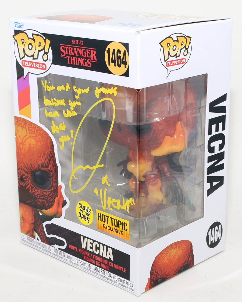 
                  
                    Jamie Campbell Bower as Vecna in Stranger Things Signed Funko POP! #1464 with Character Name and Quote
                  
                
