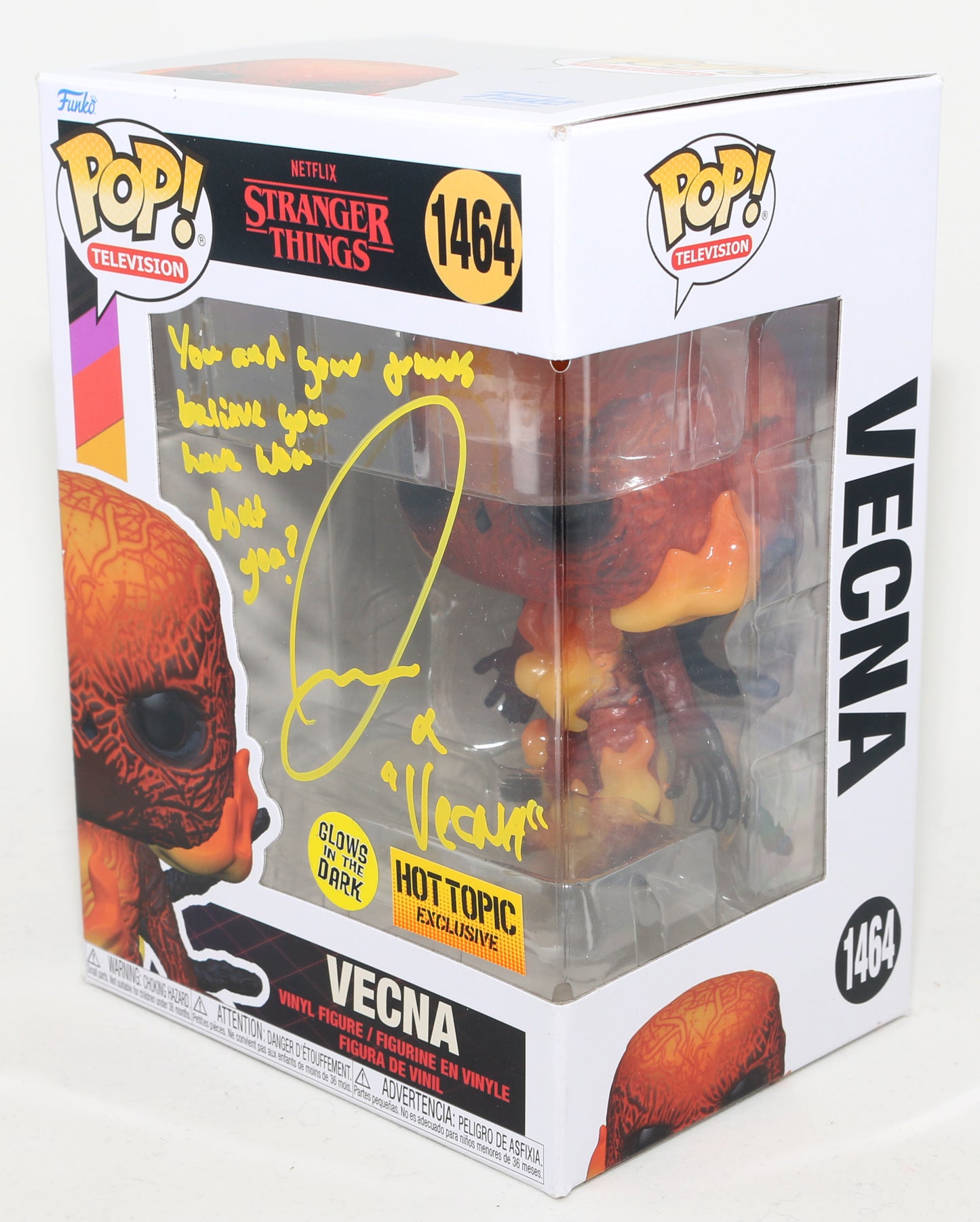
                  
                    Jamie Campbell Bower as Vecna in Stranger Things Signed Funko POP! #1464 with Character Name and Quote
                  
                