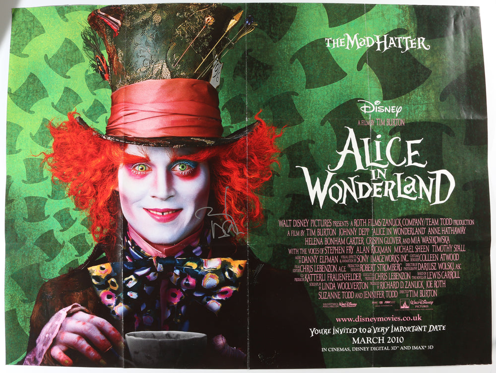Johnny Depp as The Mad Hatter in Alice in Wonderland Signed 40x30 Double-Sided Poster