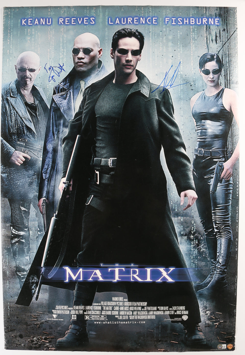 Keanu Reeves as Neo & Joe Pantoliano as Cypher in The Matrix (Beckett) Signed 27x40 Double-Sided Poster