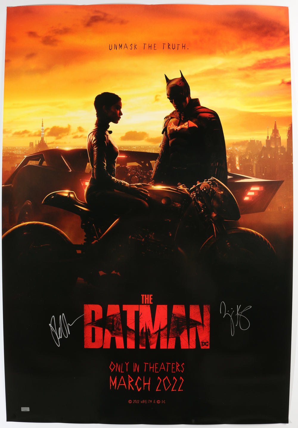 Robert Pattinson as Batman & Zoë Kravitz as Selina Kyle in The Batman (Celebrtity Authentics) Signed 27x40 Poster