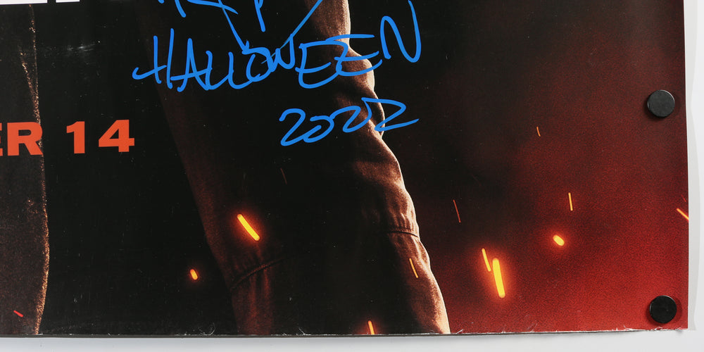 
                  
                    James Jude Courtney as Michael Myers & Jamie Lee Curtis as Laurie Strode in Halloween Ends Signed 40x30 Poster with Character Name & Quote
                  
                