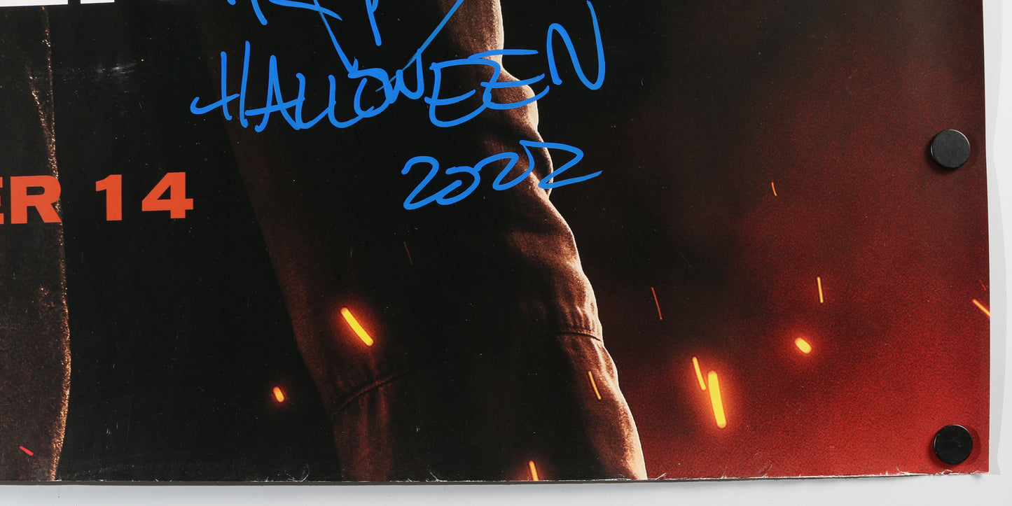 
                  
                    James Jude Courtney as Michael Myers & Jamie Lee Curtis as Laurie Strode in Halloween Ends Signed 40x30 Poster with Character Name & Quote
                  
                