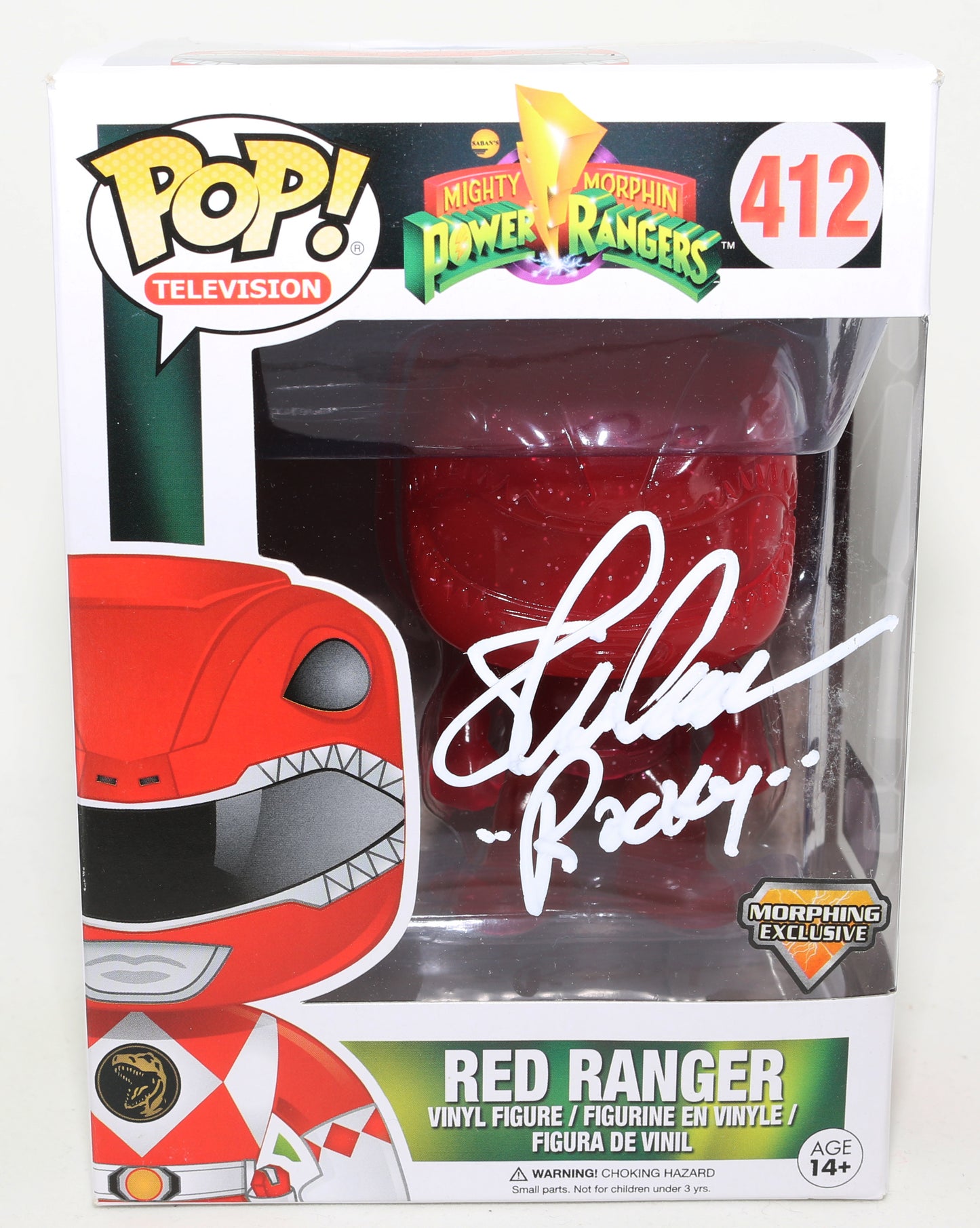 
                  
                    Steve Cardenas as the Red Ranger in Mighty Morphin Power Rangers Morphing Exclusive (SWAU) Signed Funko POP! #412 with Character Name
                  
                