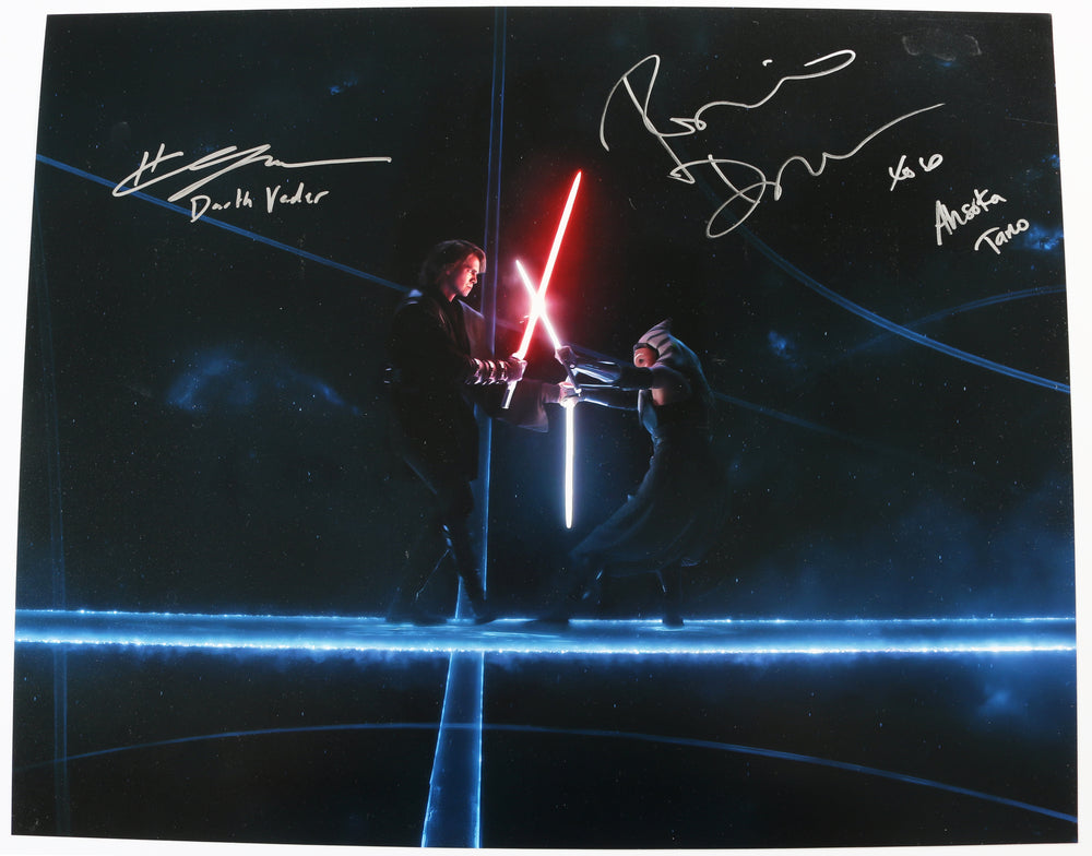 Hayden Christensen as Anakin Skywalker and Rosario Dawson as Ahsoka Tano in Star Wars: Ahsoka Signed 16x20 Photo with Character Names