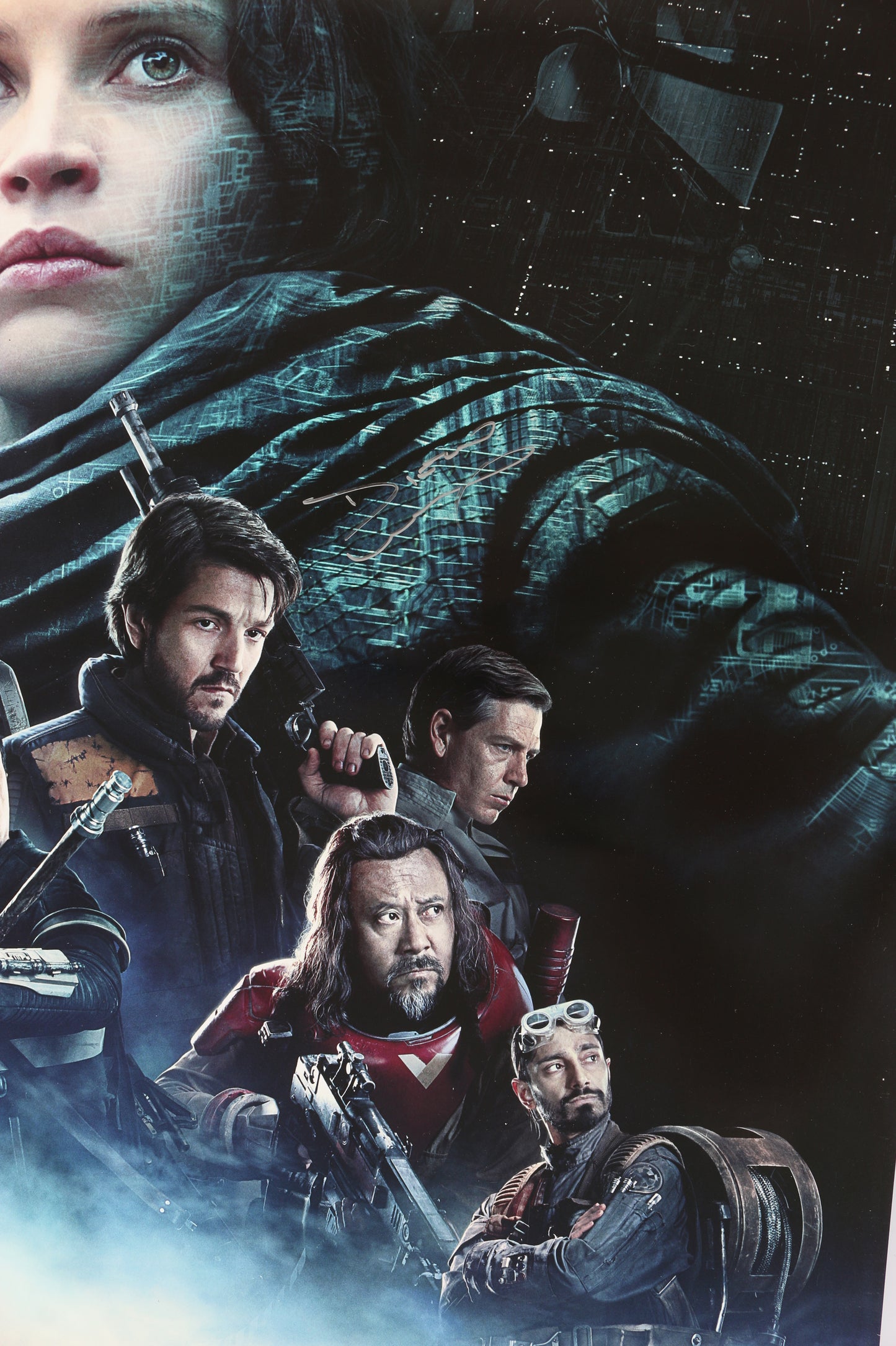 
                  
                    Diego Luna as Cassian Andor & Felicity Jones as Jyn Erso in Rogue One: A Star Wars Story (SWAU) Signed 27x40 Poster
                  
                