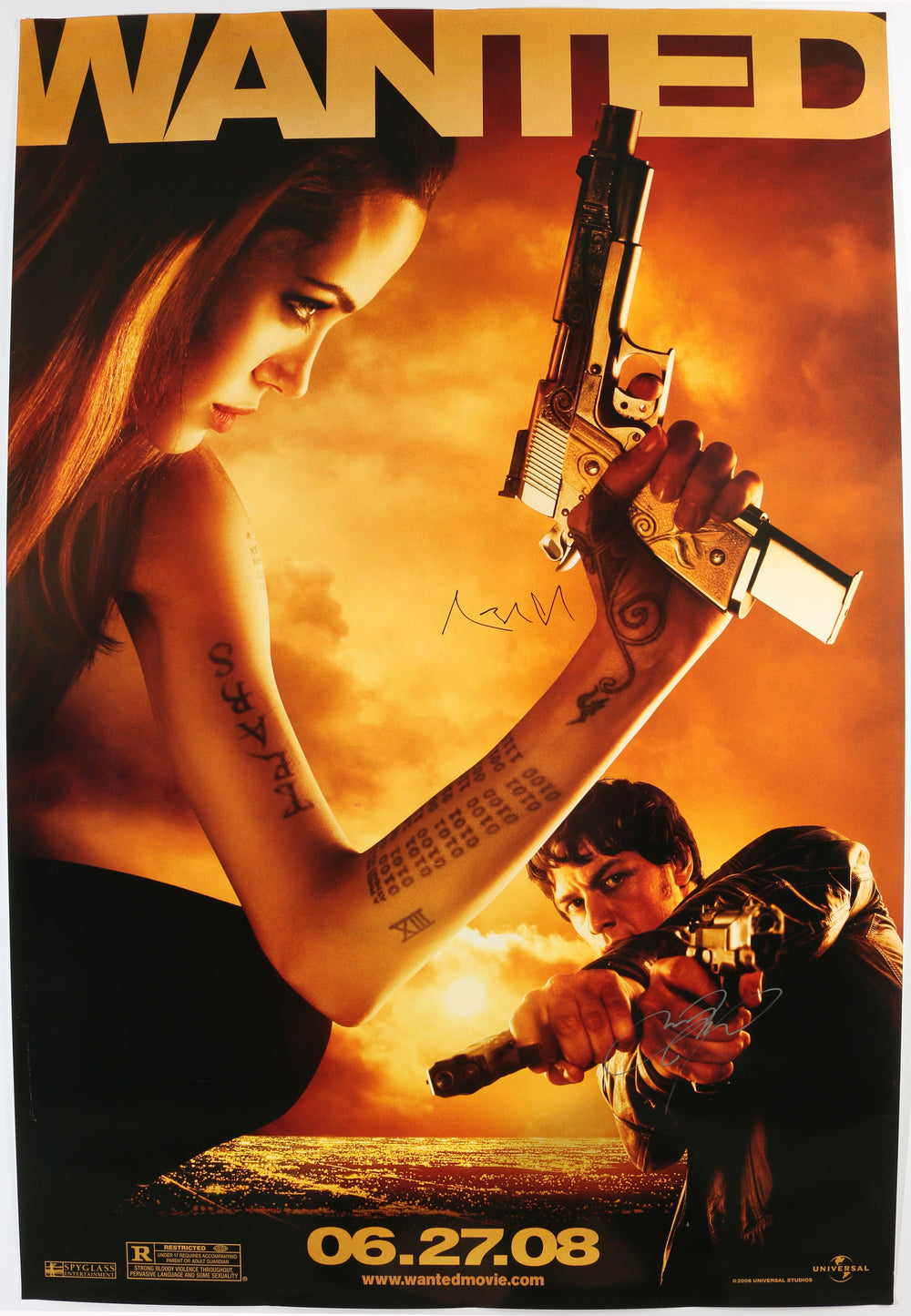 James McAvoy as Wesley Gibson & Angelina Jolie as Fox in Wanted Signed 27x40 Poster