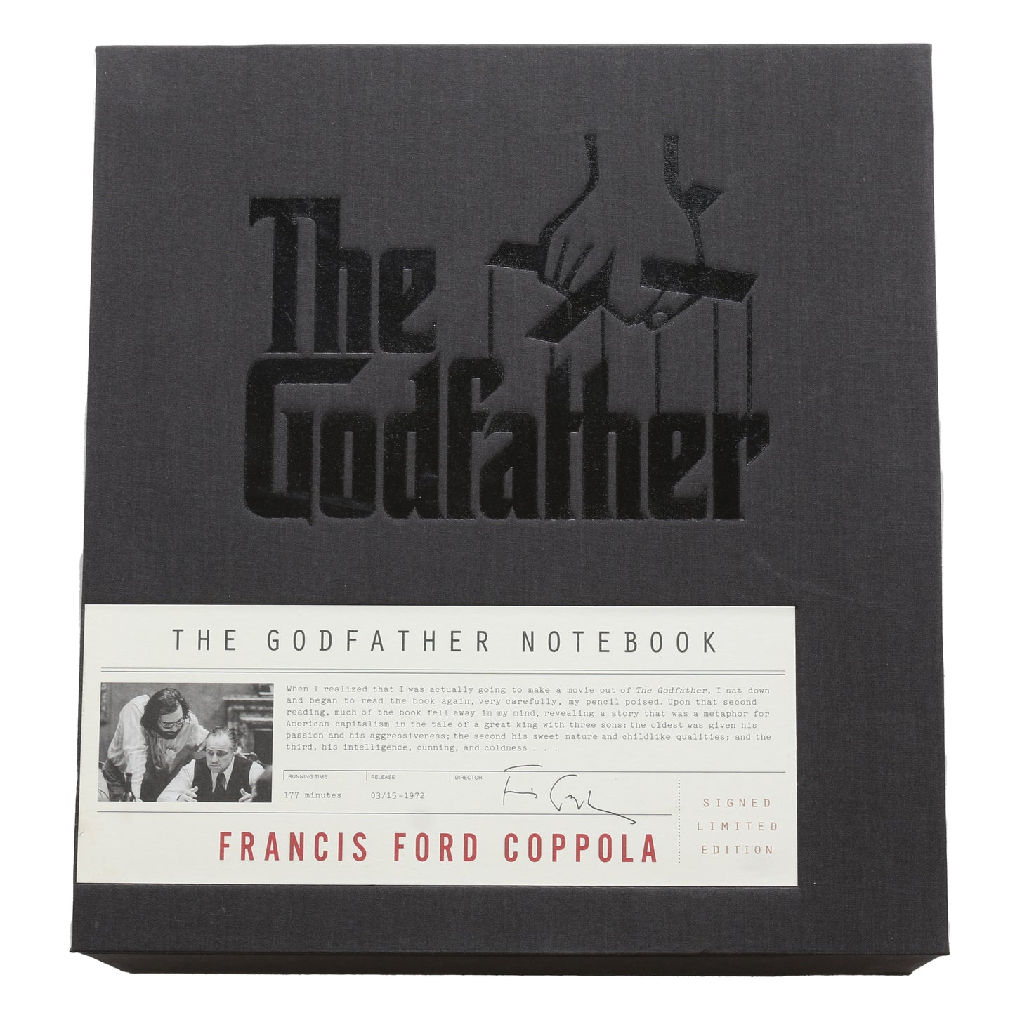 
                  
                    The Godfather Script Notebook Signed by Francis Ford Coppola, Al Pacino, James Caan, Talia Shire, Gianni Russo, & and John Martino
                  
                