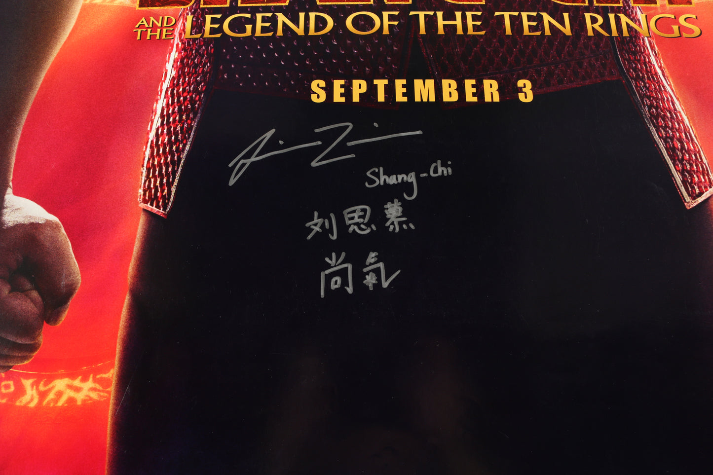 
                  
                    Simu Liu as Shang-Chi in Shang-Chi & the Legend of the Ten Rings (JSA) Signed 27x40 Double-Sided Poster with Character Name & Chinese Signature
                  
                