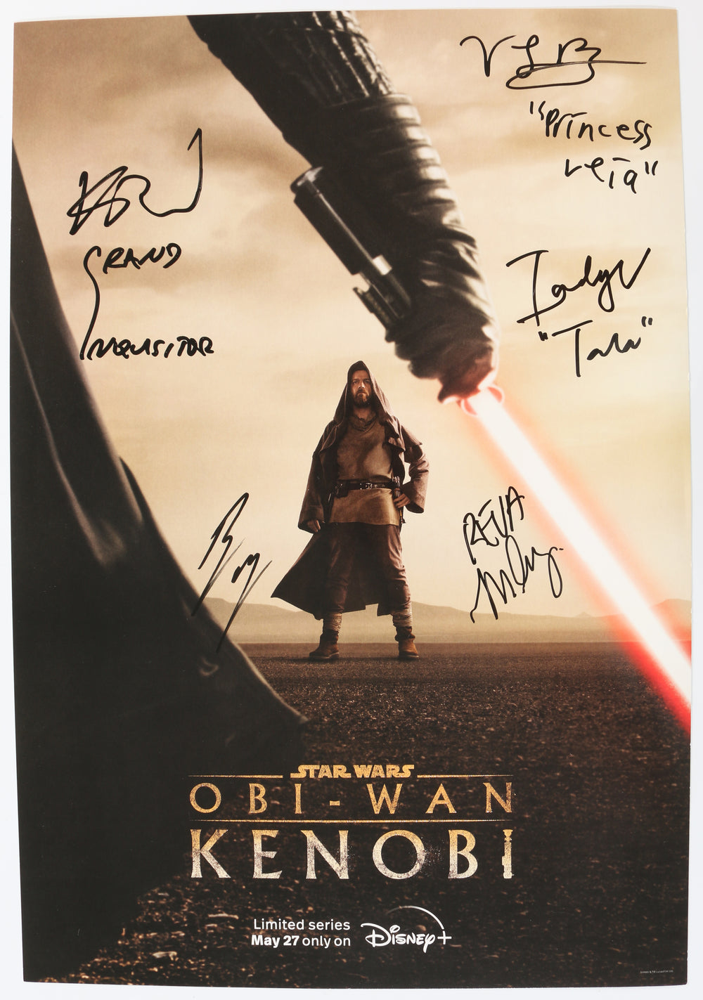 Star Wars: Obi-Wan Kenobi 13x19 Mini Poster Cast Signed by Ewan McGregor, Indira Varma, Moses Ingram, Vivien Lyra Blair, & Rupert Friend