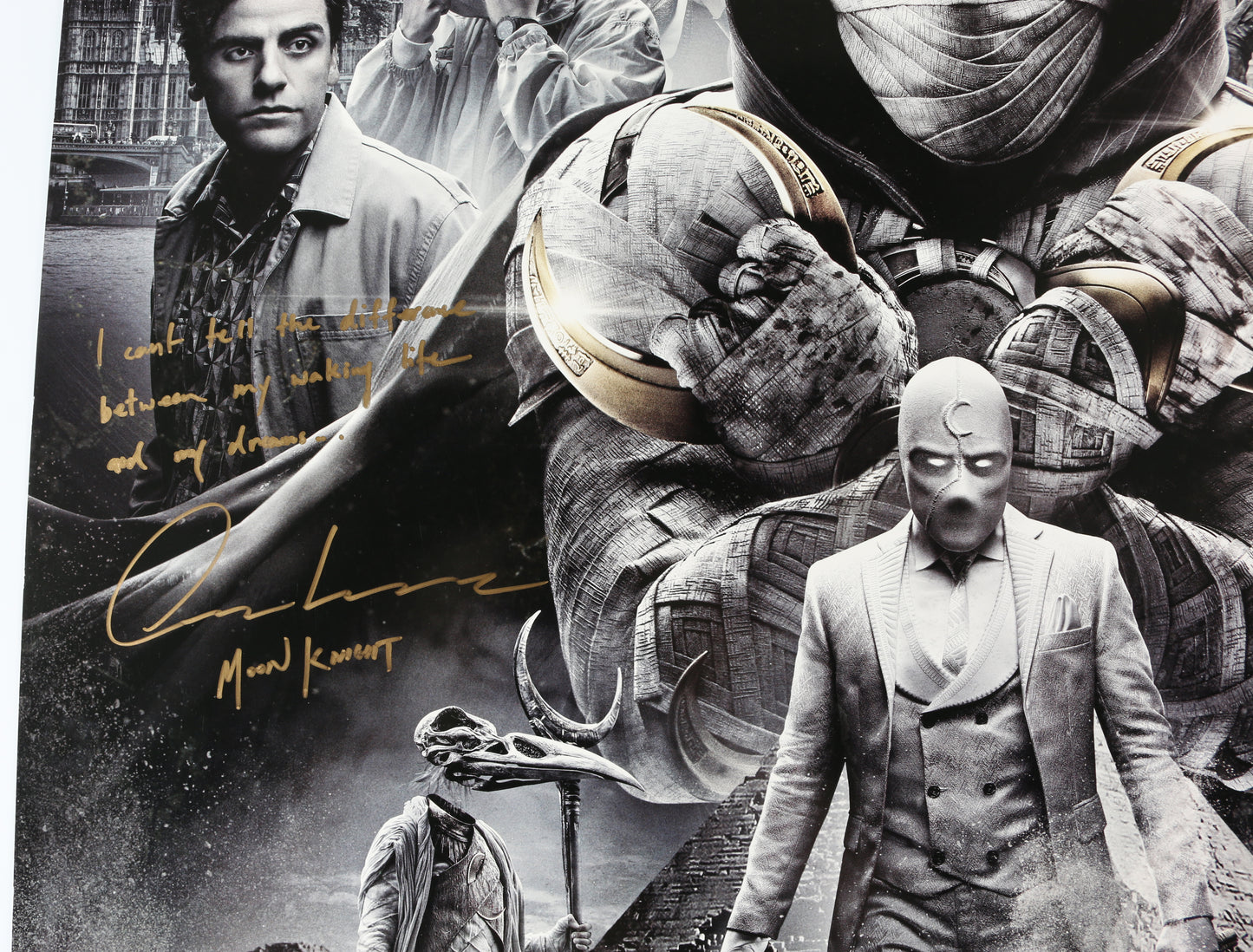 
                  
                    Oscar Isaac as Marc Spector, May Calamawy as Layla El-Faouly, & Ethan Hawke as Arthur Harrow in Moon Knight Signed 27x40 Poster with Character Names & Quotes
                  
                