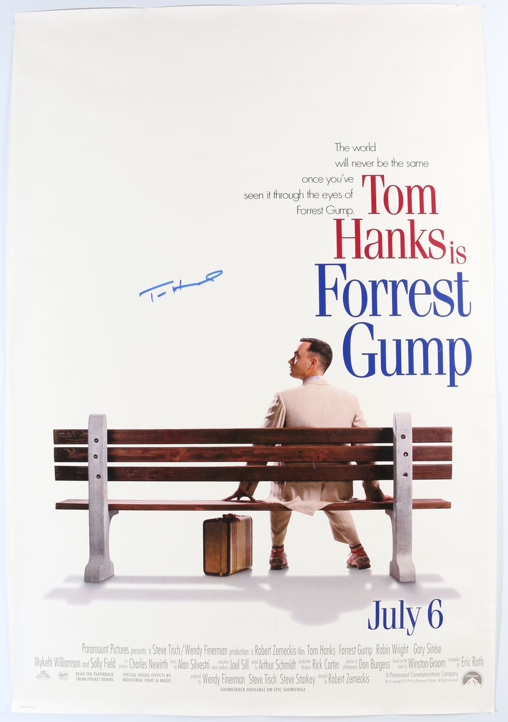 Tom Hanks as Forrest Gump in Forrest Gump Signed 27x40 Poster