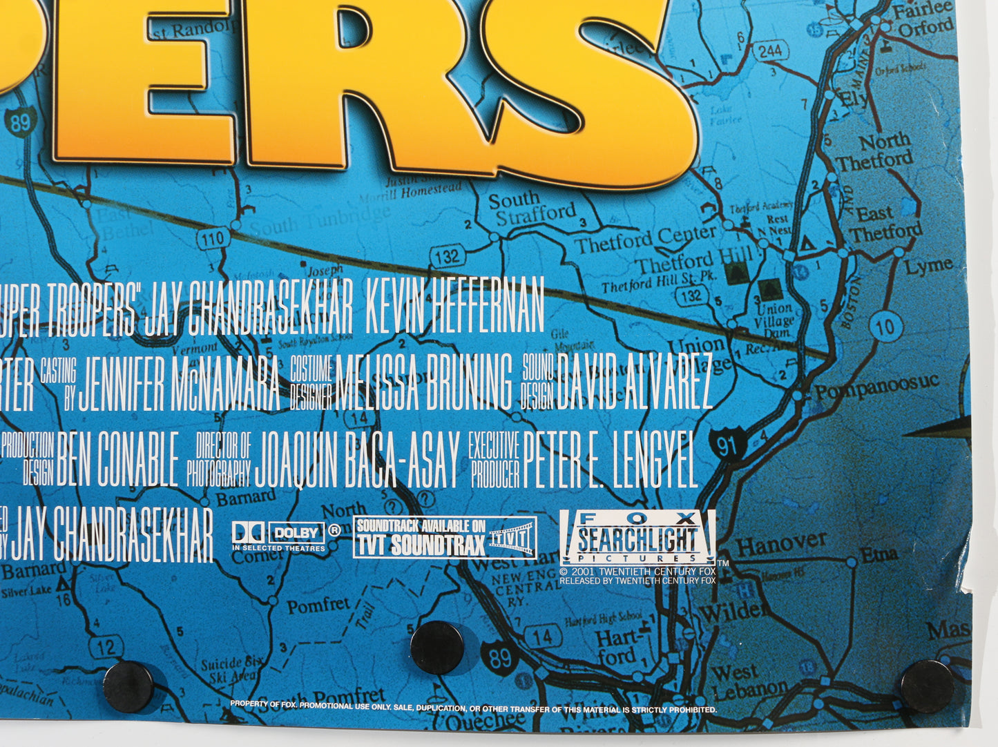 
                  
                    Super Troopers (JSA) 27x40 Poster Cast Signed by Jay Chandrasekhar, Kevin Hefferman, Steve Lemme, Erik Stolhanske, & Paul Soter
                  
                