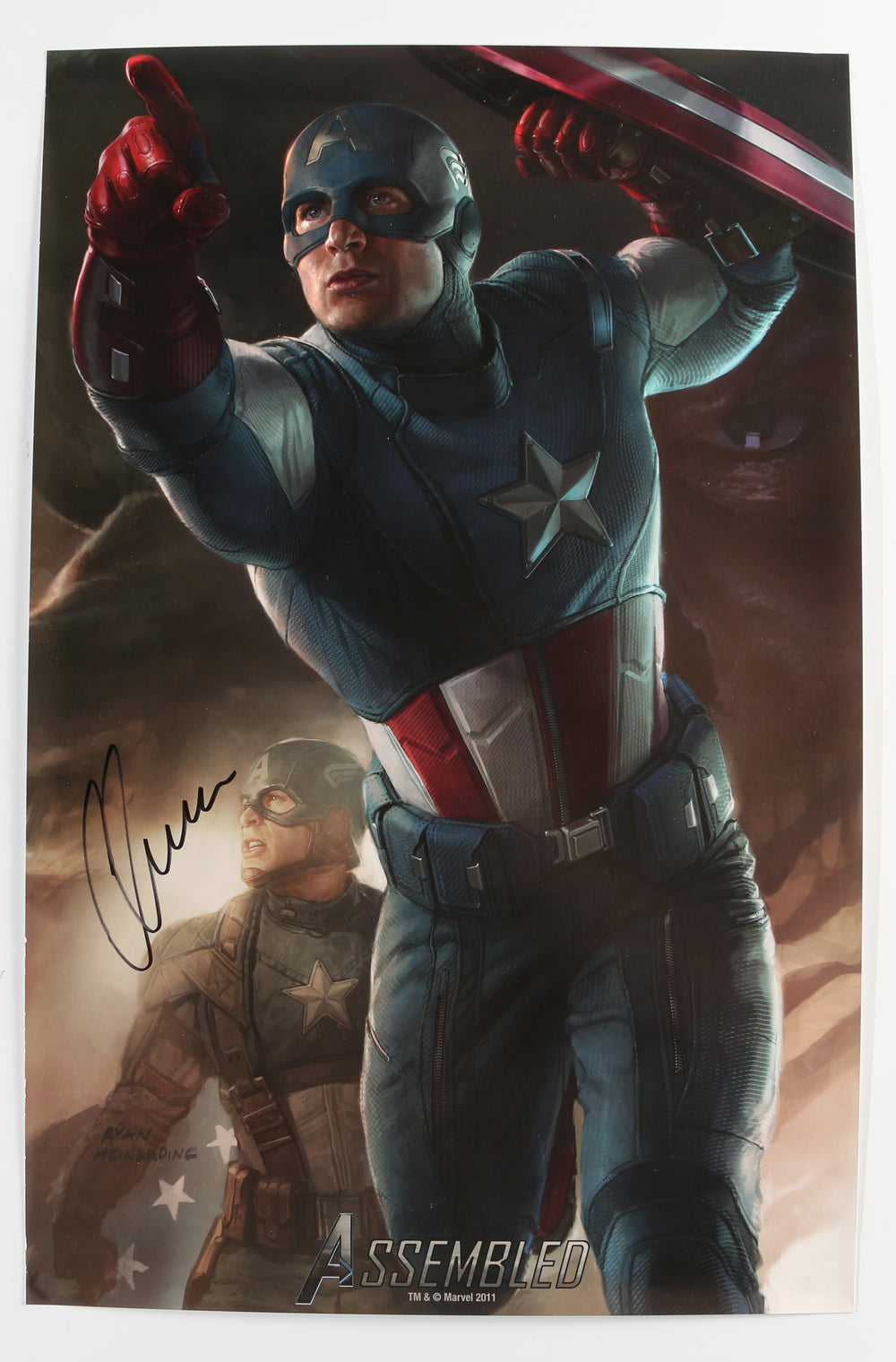 Chris Evans as Captain America in The Avengers Signed 13x20 Mini Poster