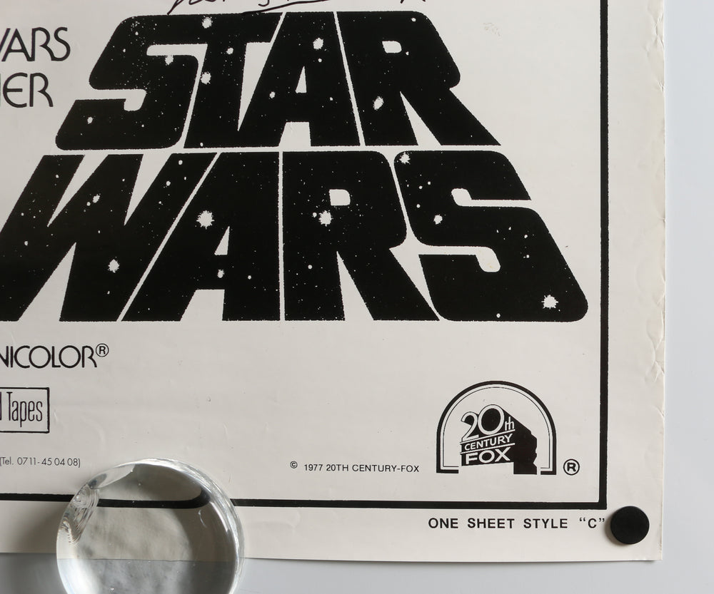 
                  
                    Peter Mayhew as Chewbacca & Kenny Baker as R2-D2 in Star Wars: A New Hope Signed 26.5x40 Poster with Character Names
                  
                