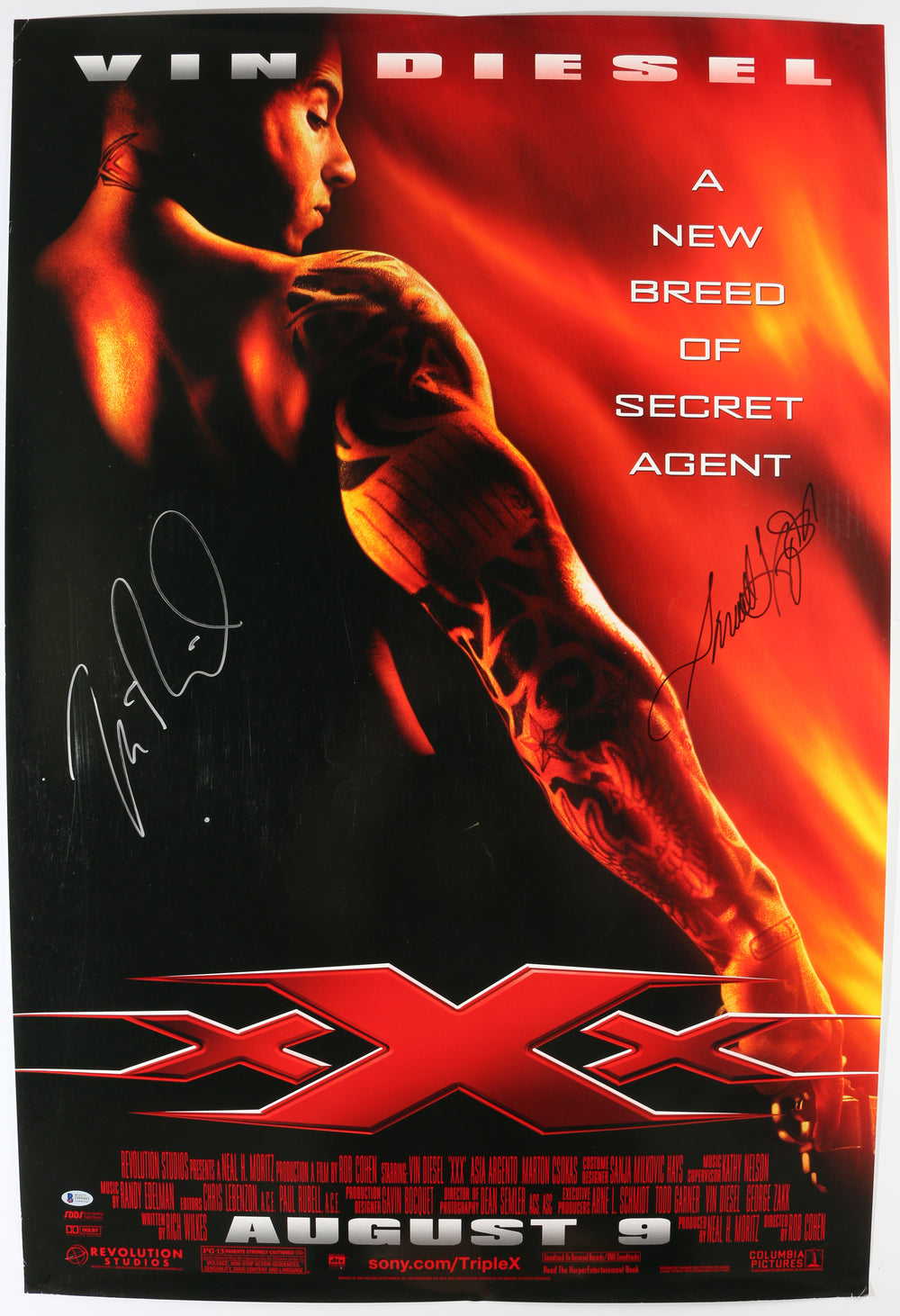 Vin Diesel as Xander Cage & Samuel L. Jackson as Agent Augustus Gibbons in XXX (Beckett) Signed 27x40 Poster