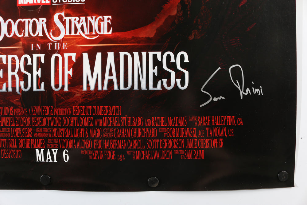 
                  
                    Doctor Strange in the Multiverse of Madness 27x40 Poster Cast Signed by Benedict Cumberbatch, Elizabeth Olsen, Benedict Wong, Xochitl Gomez, Writer: Michael Waldron, & Director: Sam Raimi
                  
                