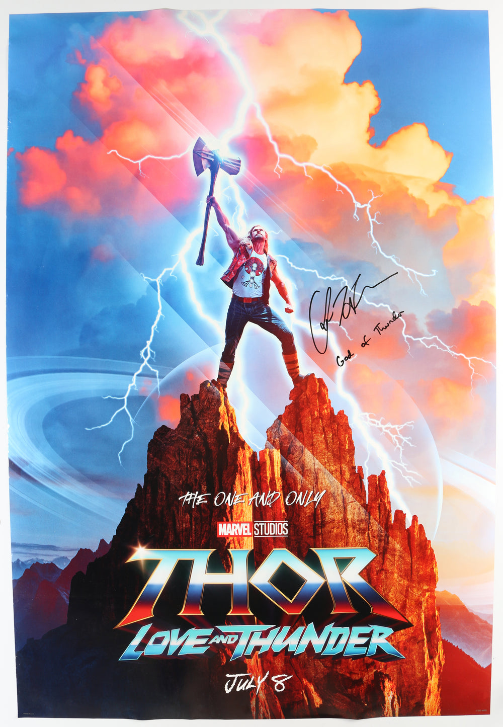 Chris Hemsworth as Thor in Thor: Love & Thunder Signed 27x40 Poster with Character Name