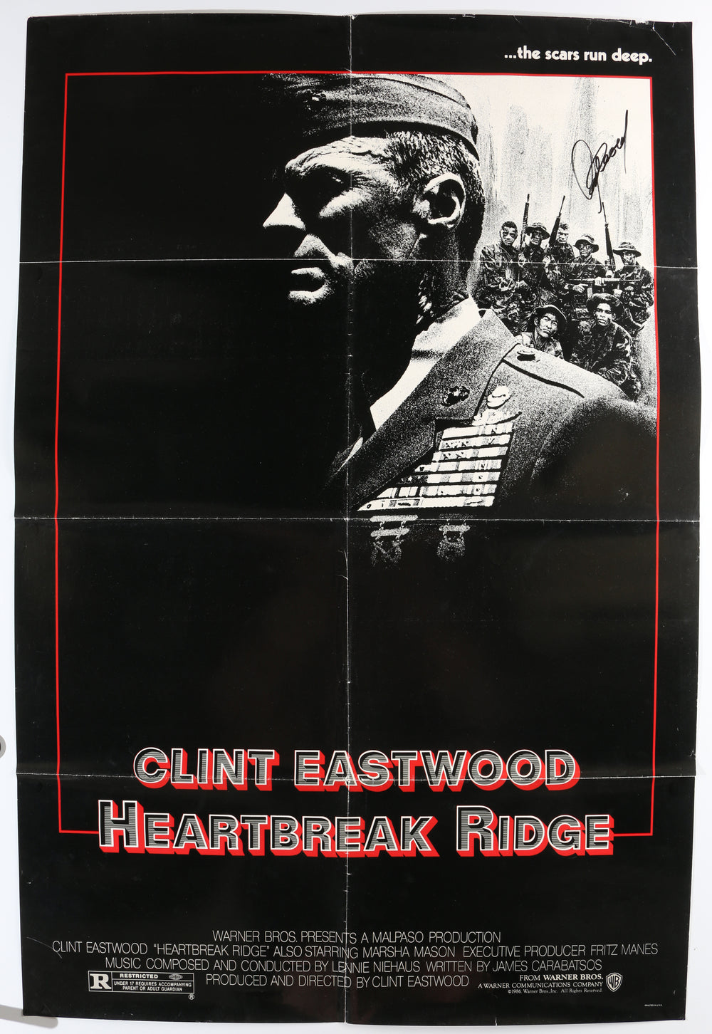 Clint Eastwood as Gunnery Sergeant Tom Highway in Heartbreak Ridge Signed 27x40.5 Folded Poster