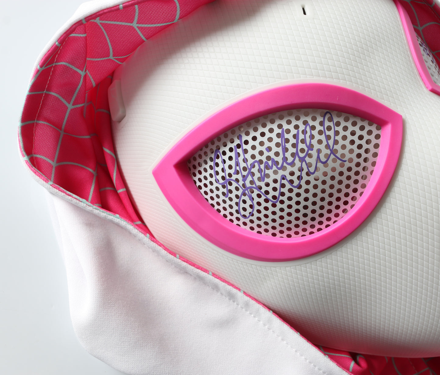 
                  
                    Hailee Steinfeld as Spider-Gwen Stacy in Spider-Man: Into the Spider-Verse Signed Prop Replica Electronic Mask with Character Name
                  
                