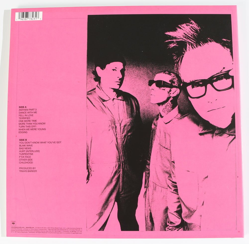 
                  
                    Blink-182 One More Time... 12" Vinyl LP Record Sleeve (SWAU) Band Signed by Mark Hoppus, Tom DeLonge, & Travis Barker
                  
                