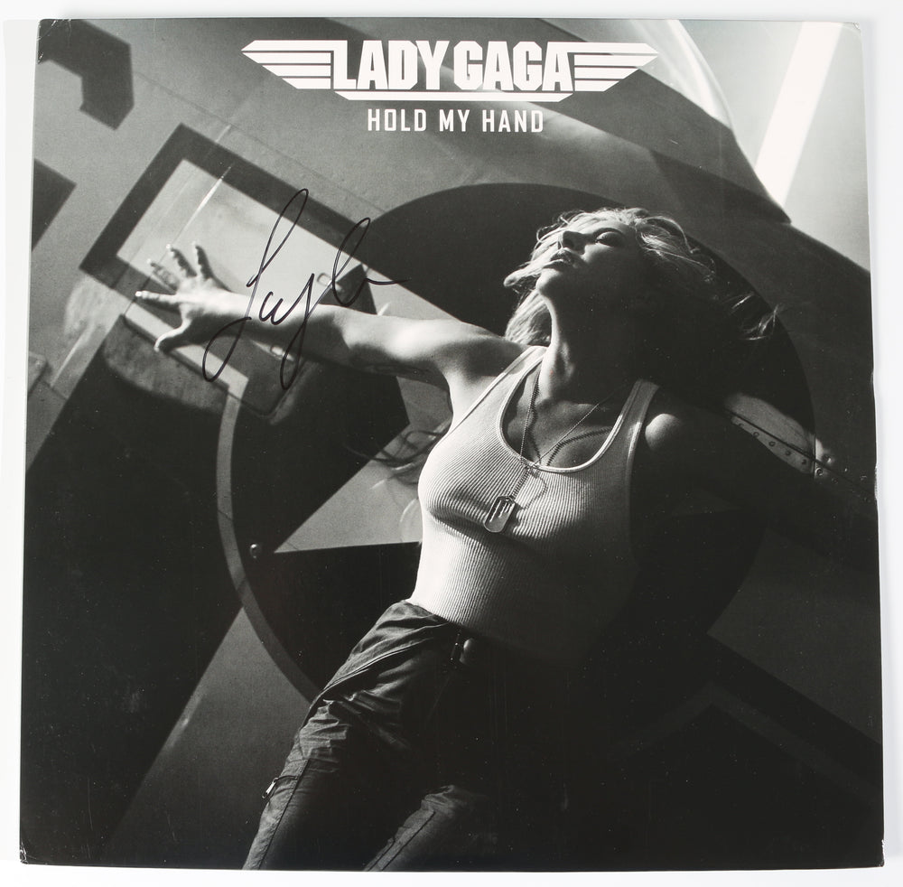 
                  
                    Hold My Hand Single from Top Gun: Maverick Vinyl 12" Record Sleeve Signed by Lady Gaga
                  
                