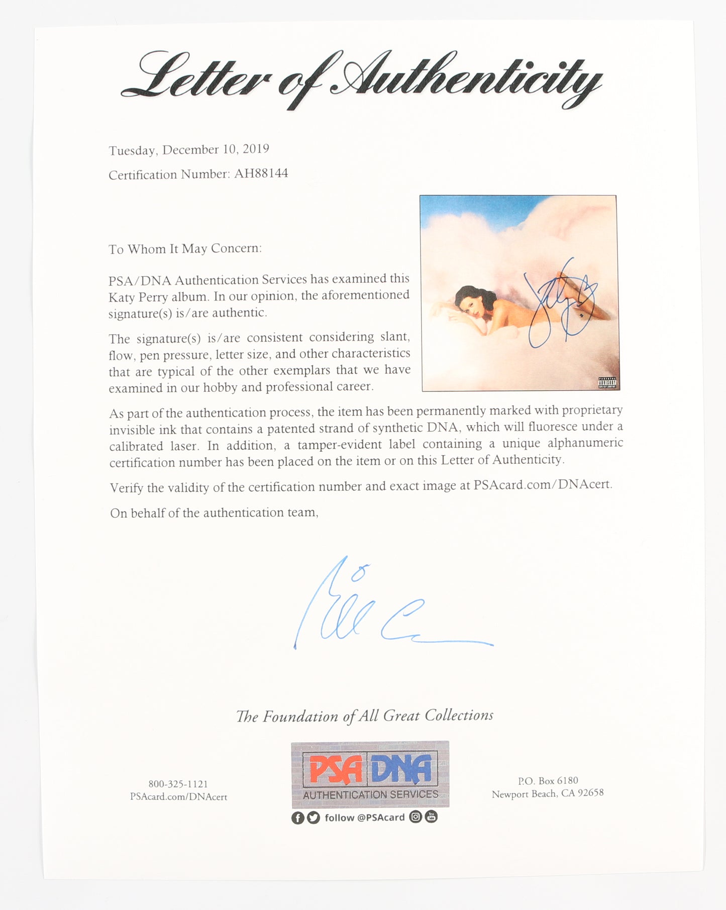 
                  
                    Katy Perry: Teenage Dream (PSA) Signed 12" Vinyl LP Record
                  
                