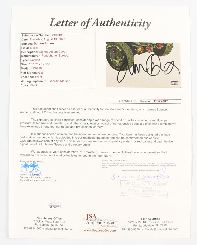 
                  
                    Gorillaz: Self-titled Debut Album (JSA) 12" Vinyl LP Record Signed by Damon Albarn
                  
                