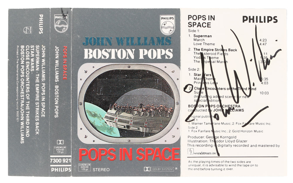 John Williams Composer of Star Wars, Indiana Jones, Superman, Harry Potter, Jurassic Park, Jaws, & More Signed Boston Pops in Space Signed Cassette Tape Cover
