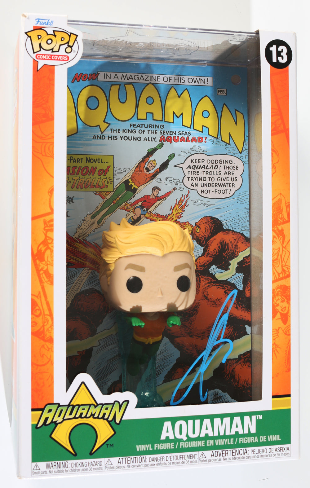 Jason Momoa as Aquaman in Aquaman Comic Cover (Beckett) Signed Funko POP! #13