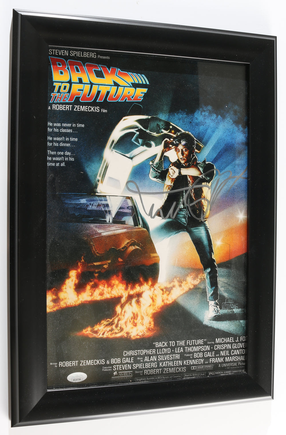 Michael J. Fox as Marty McFly in Back to the Future (JSA) Signed 14x20 Framed Mini Poster