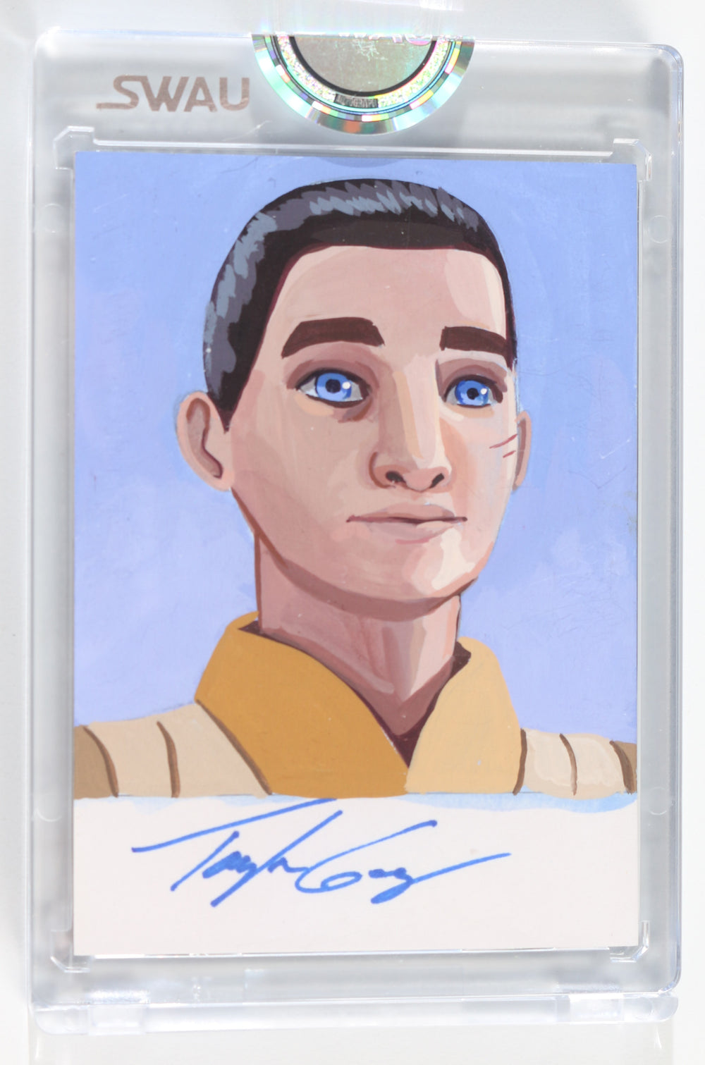 Taylor Gray as Ezra Bridger in Star Wars: Rebels (Encapsulated) Signed SWAU Artist Series Trading Card by Candice Dailey