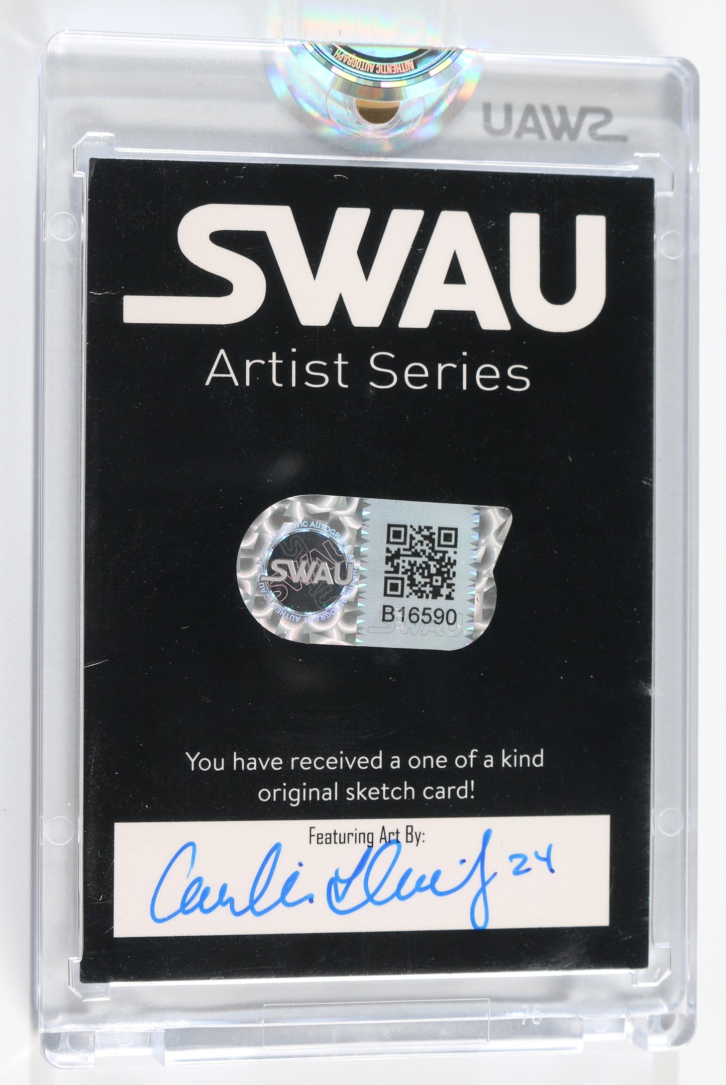 
                  
                    Taylor Gray as Ezra Bridger in Star Wars: Rebels (Encapsulated) Signed SWAU Artist Series Trading Card by Candice Dailey
                  
                