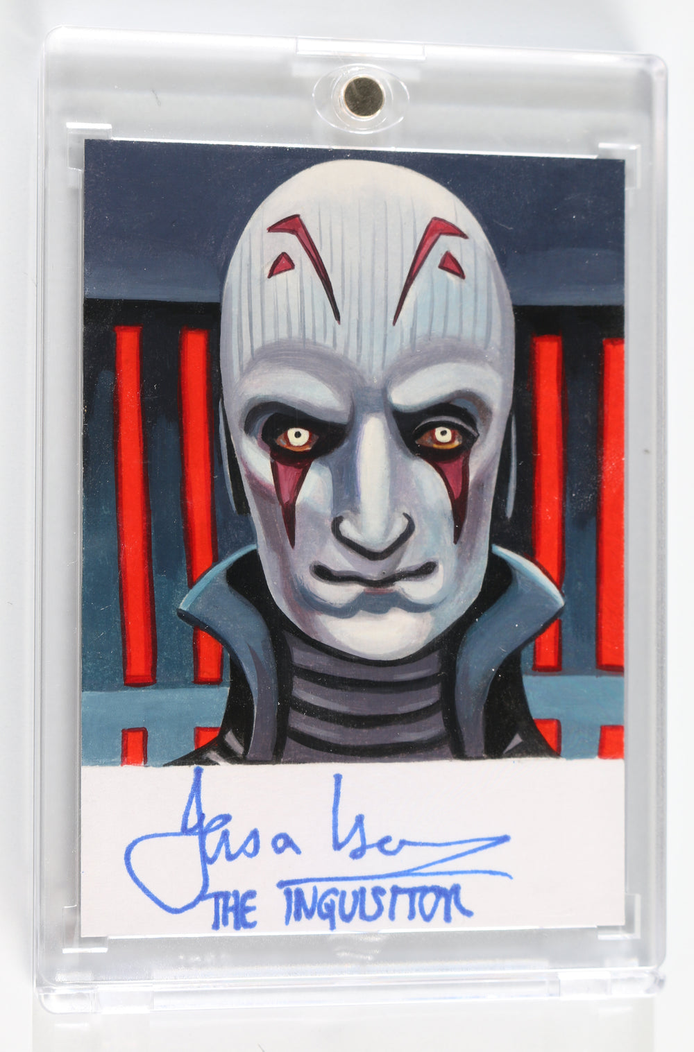 Jason Isaacs as The Inquisitor in Star Wars: Rebels (JSA) Encapsulated Signed Trading Card Original Art by Jay Manchand