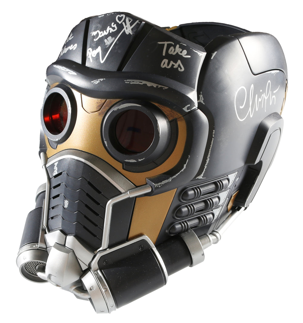 Chris Pratt as Star-Lord & Pom Klementieff as Mantis in Guardians of the Galaxy (Beckett Witnessed / JSA) Signed Hasbro Legends Series Prop Replica Helmet with Character Name & Quote