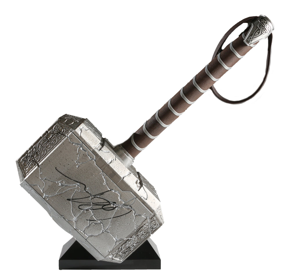 Marvel Legends Mighty Thor Mjolnir Prop Replica Hasbro Legends Series Electronic Cracked Hammer from Thor: Love & Thunder Signed by Chris Hemsworth