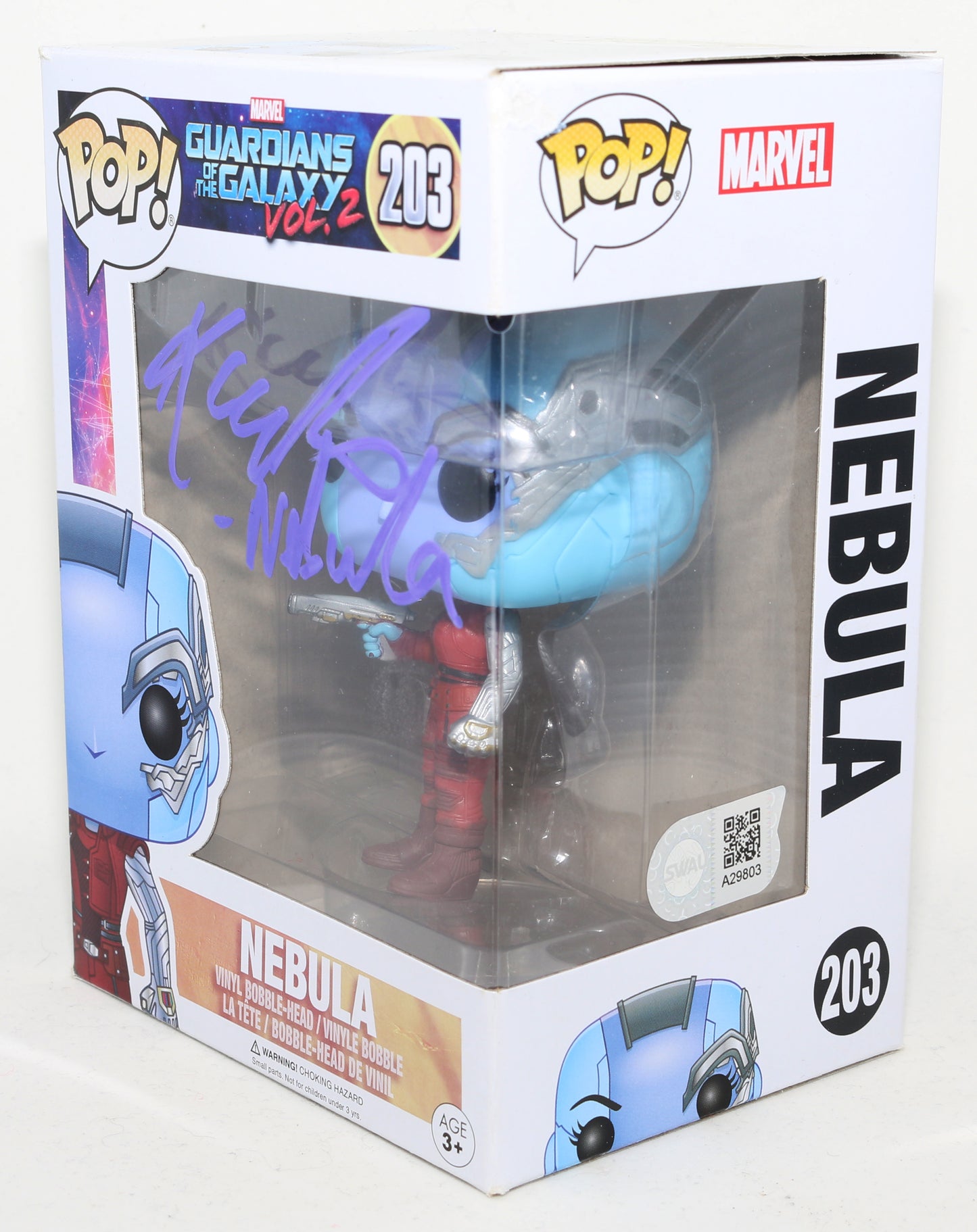 
                  
                    Karen Gillan as Nebula in Guardians of the Galaxy Vol. 2 (SWAU) Signed Funko POP! #203 with Character Name
                  
                