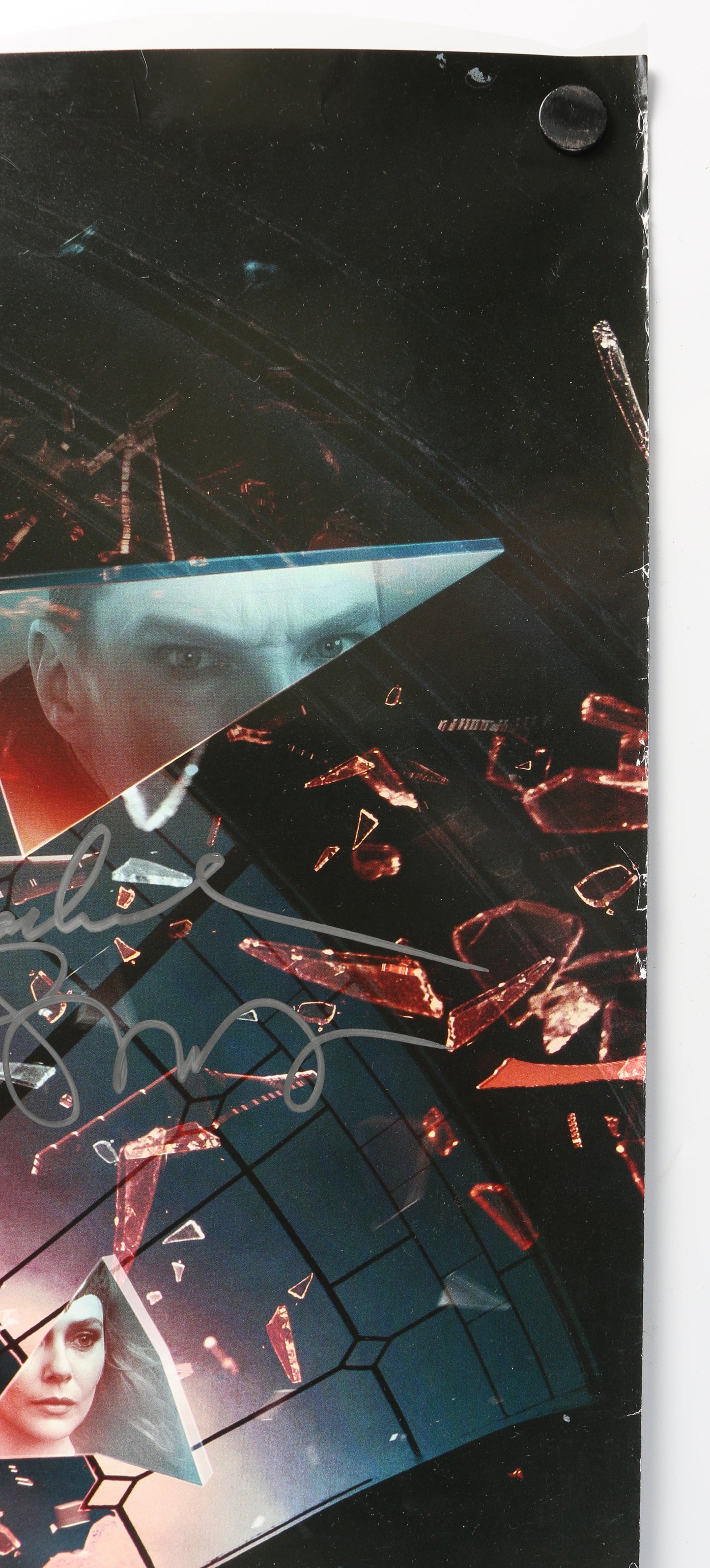 
                  
                    Doctor Strange in the Multiverse of Madness 27x40 Poster (JSA) Cast Signed by Benedict Cumberbatch, Elizabeth Olsen, Xochitl Gomez, Rachel McAdams, Hayley Atwell, John Krasinski, Ross Marquand, Bruce Campbell, & Director: Sam Raimi
                  
                