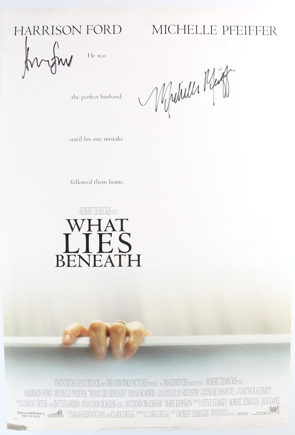 Harrison Ford as Dr. Norman Spencer & Michelle Pfeiffer as Claire Spencer in What Lies Beneath (JSA) Signed 27x40 Poster