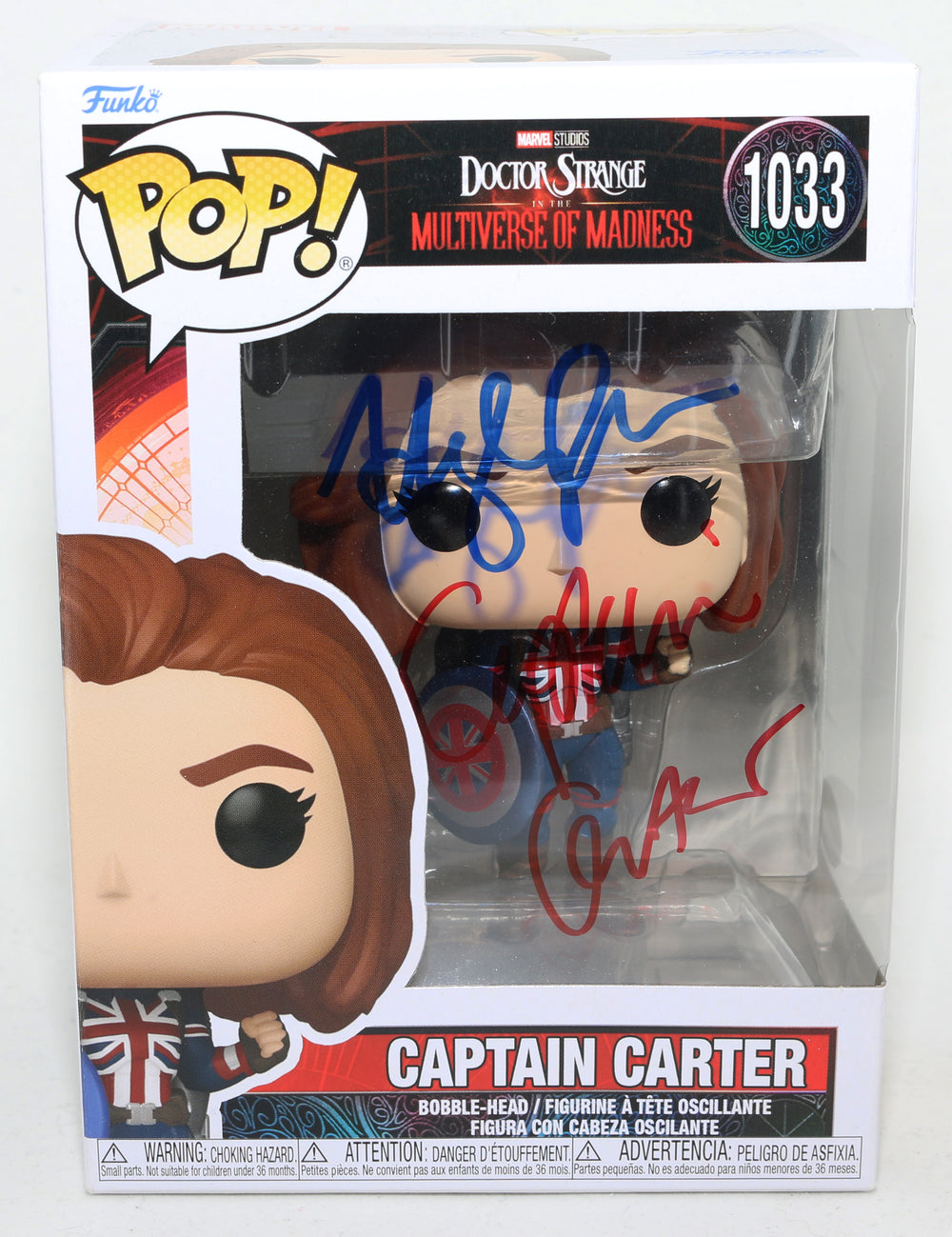 Hayley Atwell as Captain Carter in Doctor Strange in the Multiverse of Madness (JSA) Signed Funko POP! #1033 with Character Name