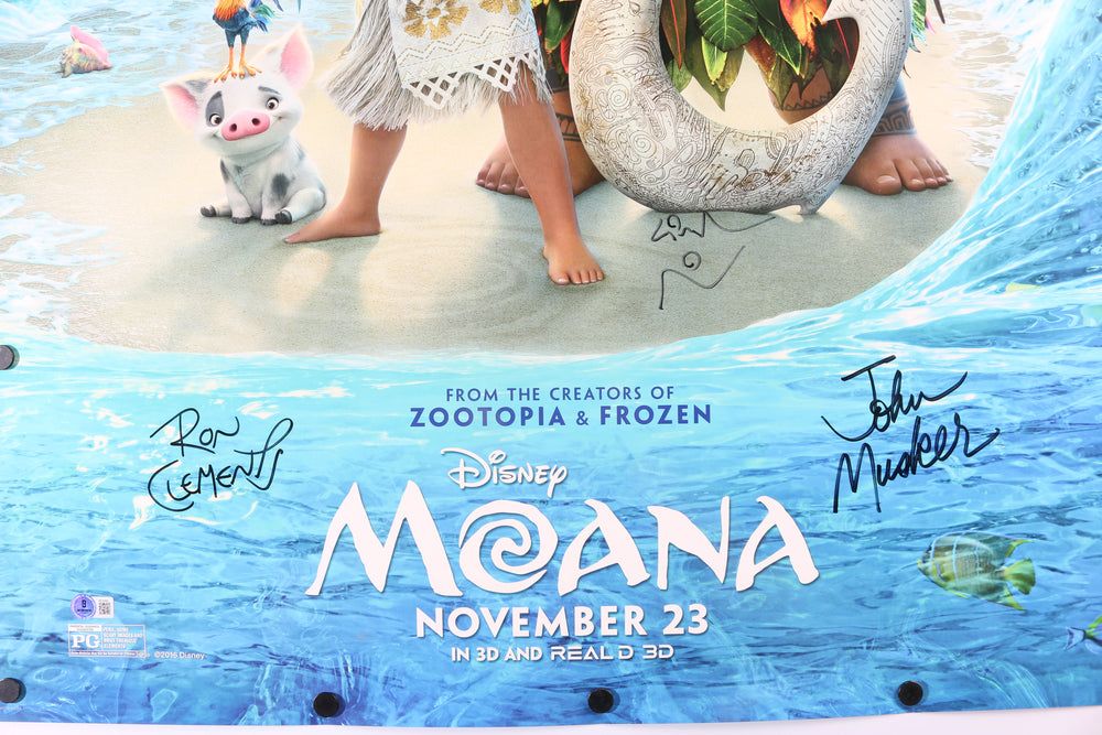 
                  
                    Moana 27x40 Poster (Beckett) Cast Signed by Dwayne "The Rock" Johnson and Auli'i Cravalho & Directors: Ron Clements and John Musker
                  
                