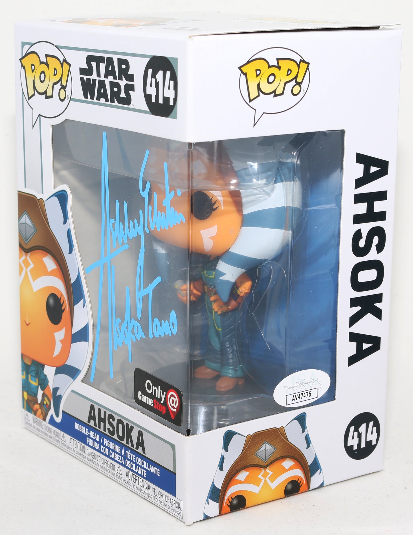 
                  
                    Ashley Eckstein as Ahsoka Tano in Star Wars: The Clone Wars GameStop Exclusive (JSA) Signed Funko POP! #414 with Character Name
                  
                