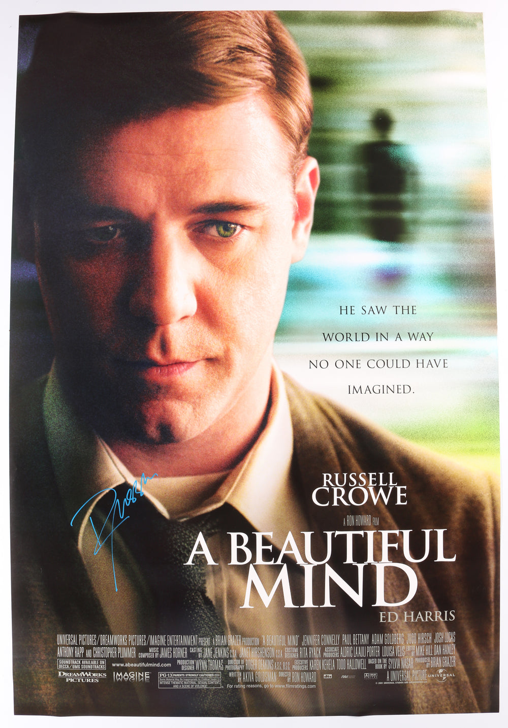 Russell Crowe as John Nash in A Beautiful Mind Signed 27x40 Poster