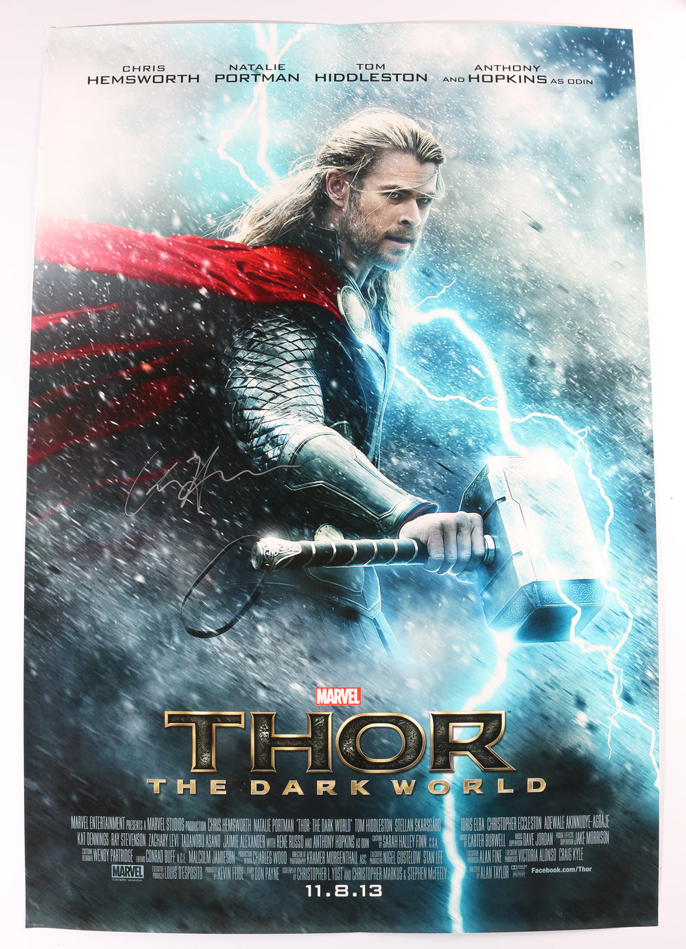 Chris Hemsworth as Thor in Thor: The Dark World Signed 27x40 Poster with Character Name