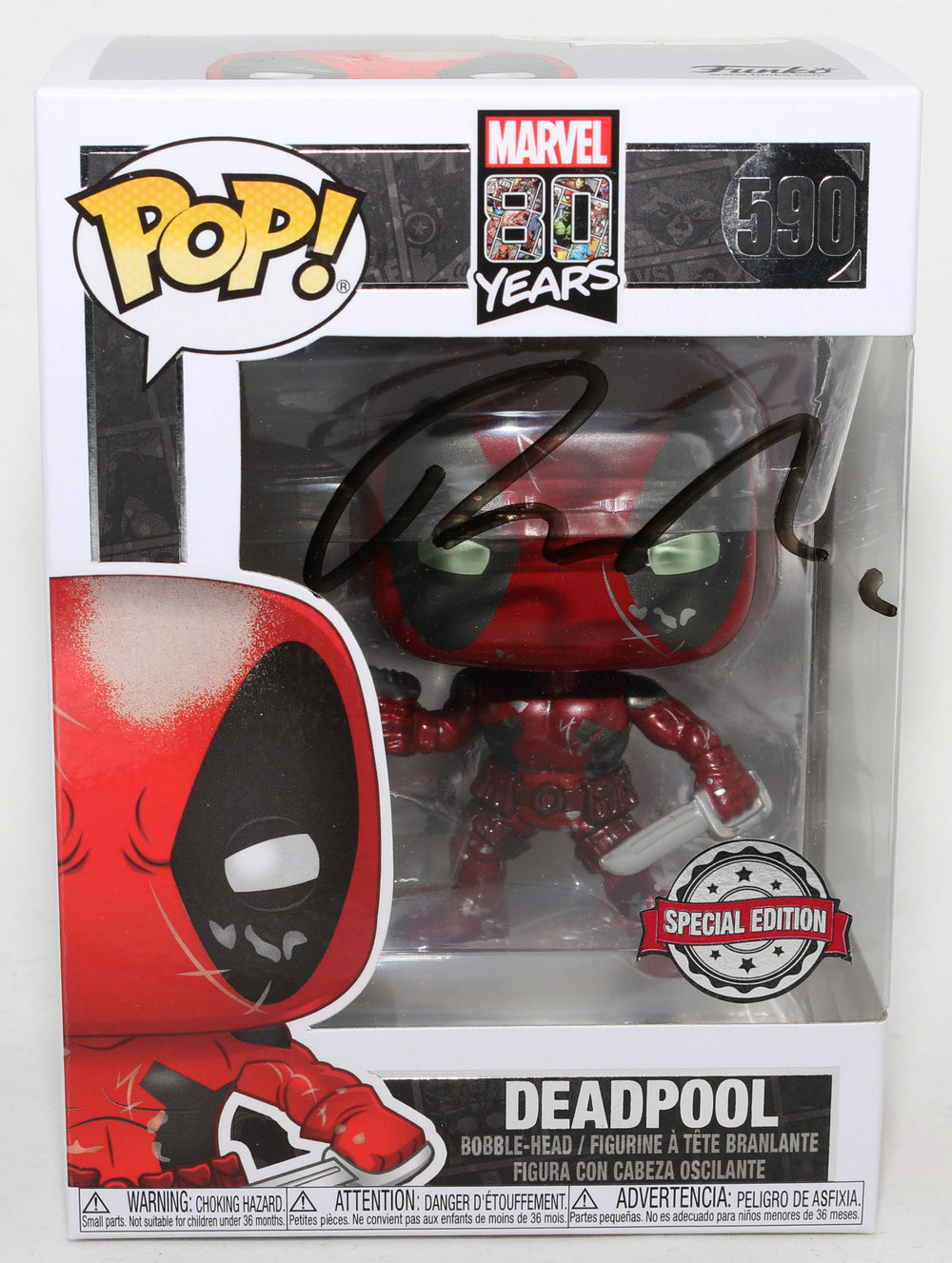 Ryan Reynolds as Deadpool Marvel 80 Years Special Edition Signed POP! Funko #590